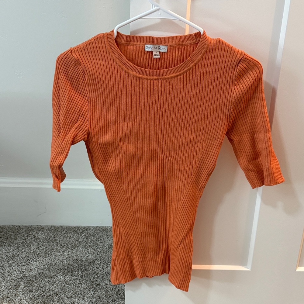Chic Orange Ribbed Tee by Charlotte Russe